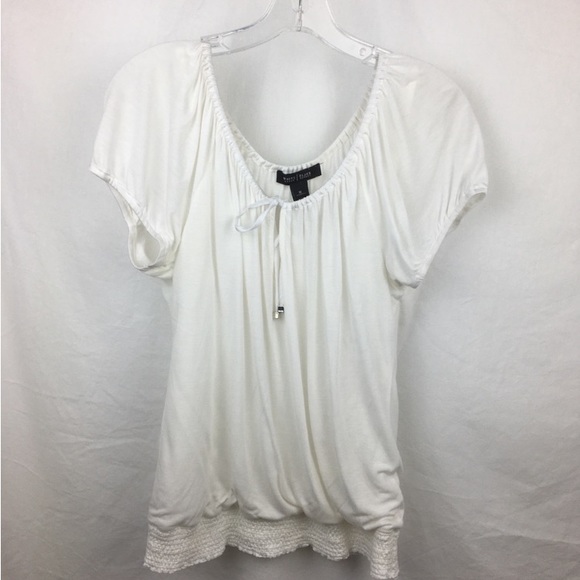White Peasant Off Shoulder Blouse & Tank Top by White House Black Market M - Picture 6 of 9
